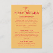 Fett farbenfrohe Retro Funky Modern Wedding Detail Begleitkarte (Vorderseite)