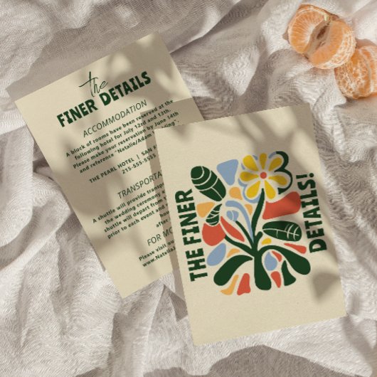 Fett farbenfrohe Retro Moderne blumenreiche Hochze Begleitkarte