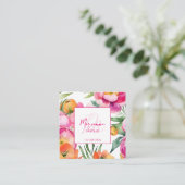 Fett farbenfrohe rosa Blume schick moderne Vorlage Quadratische Visitenkarte (Stehend Vorderseite)