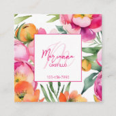 Fett farbenfrohe rosa Blume schick moderne Vorlage Quadratische Visitenkarte (Vorderseite)
