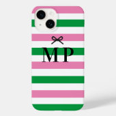 Fett farbig, einfach rosa und grüne Bow-Monogramm Case-Mate iPhone Hülle (Rückseite)