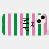 Fett farbig, einfach rosa und grüne Bow-Monogramm Case-Mate iPhone Hülle (Rückseite (Horizontal))