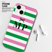 Fett farbig, einfach rosa und grüne Bow-Monogramm Case-Mate iPhone Hülle