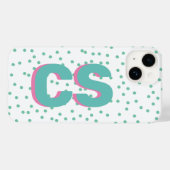Fett farbige Big Initials Shadow Text Spot Green Case-Mate iPhone Hülle (Rückseite (Horizontal))