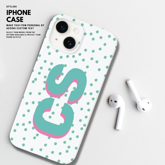Fett farbige Big Initials Shadow Text Spot Green Case-Mate iPhone Hülle