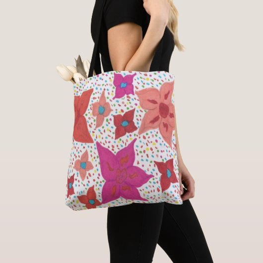Fett farbige Blüte und Polka Dot Print Tasche (Von Nahem)