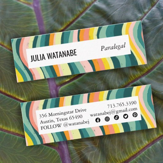 Fett farbige handgefertigte Streifen mit sozialen  Mini Visitenkarte
