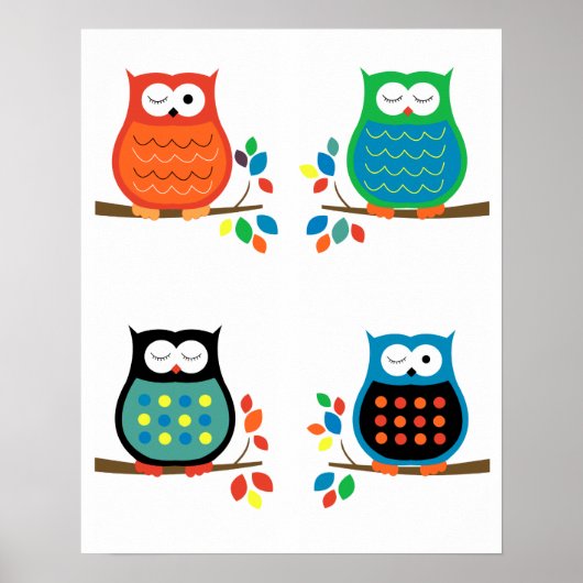 Fett farbige Kinderzimmer-Prints (Vier 8x10) Poster (Vorne)
