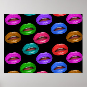 Fett farbige Lippenstift-Lippen Poster