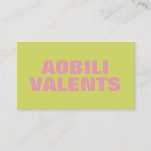 Fett farbige Retro-Typografie Chartreuse Pink Visitenkarte (Vorderseite)