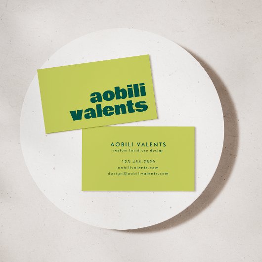 Fett farbige Retro-Typografie Chartreuse Yellow Visitenkarte