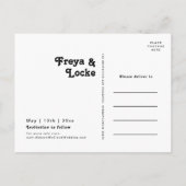 Fett farbige schwarze Floral Save the Date Postkar Einladungspostkarte (Rückseite)