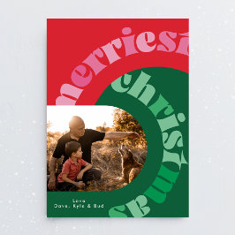 Fett farbige Typografie Oval Zwei Fotos Weihnachte Feiertagskarte