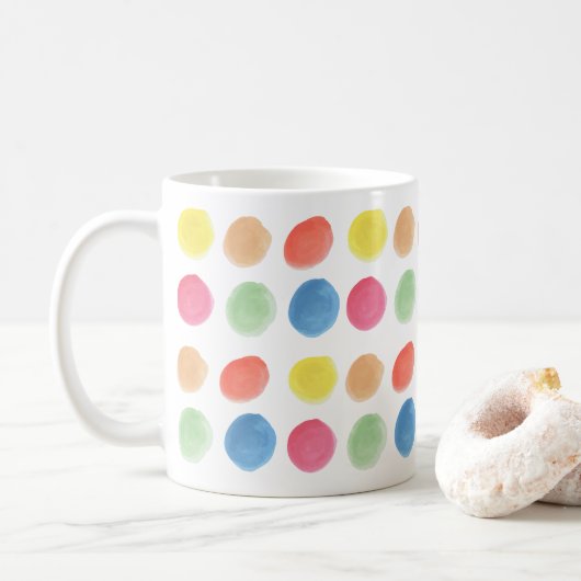 Fett farbige Wasserfarbe Dotty Blobs Kaffeetasse (Mit Donut)