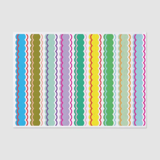 Fett farbiger Regenbogen Einfache Scallop Streifen Seidenpapier (Vorderseite)