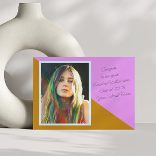 Fett farbiger Retro Teen Foto Abschluss Class Ankündigung