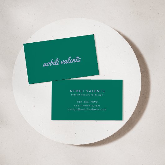 Fett farbiger Script-Schriftart Retro Green Lila Visitenkarte