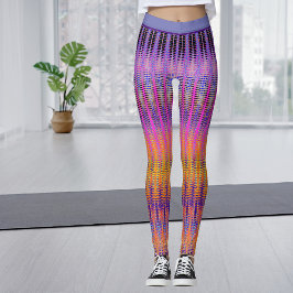 Fett farbiges böhmisch-lila-orangefarbenes Muster Leggings