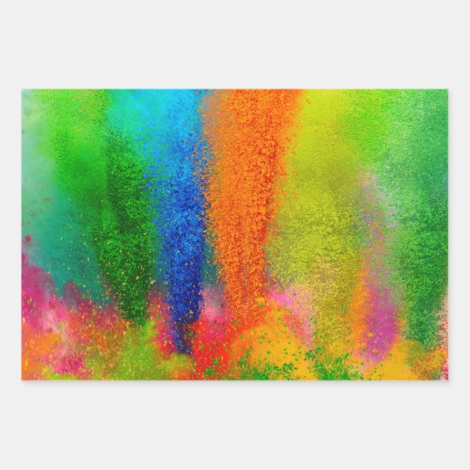 Fett farbiges Dusty Rainbow Hues Trio-Muster Geschenkpapier Set (Vorderseite 2)