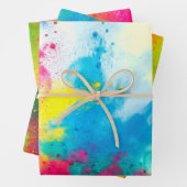 Fett farbiges Dusty Rainbow Hues Trio-Muster Geschenkpapier Set (Beispiel)