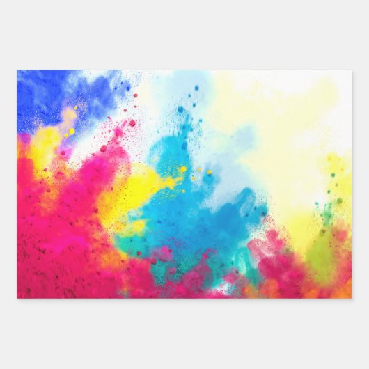 Fett farbiges Dusty Rainbow Hues Trio-Muster Geschenkpapier Set (Vorderseite)