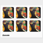 Fett farbiges Elefantenkopfportrait Quadratischer Aufkleber (Blatt)