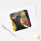 Fett farbiges Elefantenkopfportrait Quadratischer Aufkleber (Umschlag)