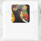 Fett farbiges Elefantenkopfportrait Quadratischer Aufkleber (Tasche)