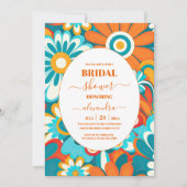 Fett farbiges florales Retro-Brautparty Einladung (Vorderseite)
