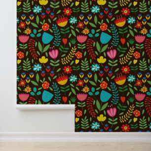 Fett farbiges Fun Blume Muster Tapete