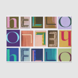 Fett farbiges HELLO Typografie-Gewebepapier Seidenpapier