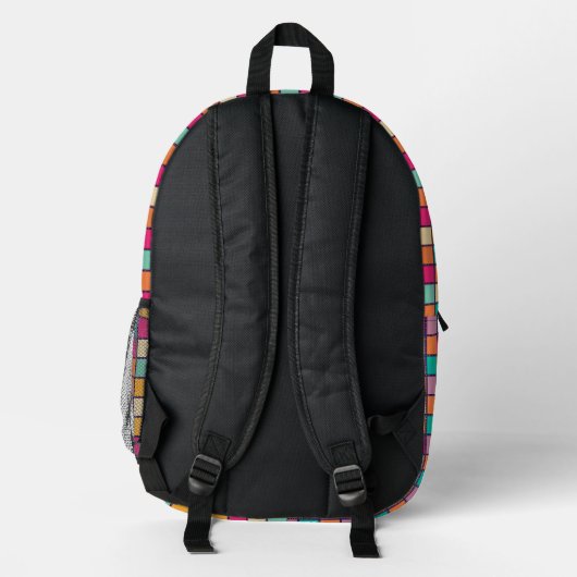 Fett farbiges Patchwork Bedruckter Rucksack (Rückseite)