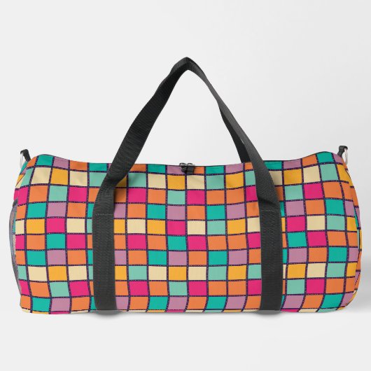 Fett farbiges Patchwork Duffle Bag (Rückseite)