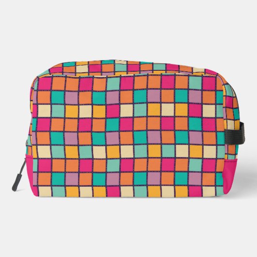 Fett farbiges Patchwork Waschbeutel (Rückseite)