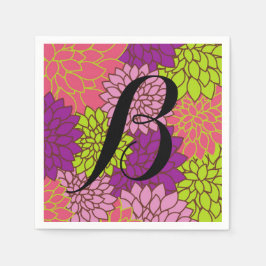 Fett floral in Lime Green Pink Lila Ihre Initial Serviette