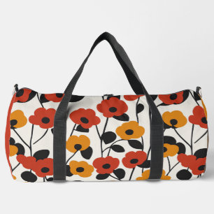 Fett Floral Muster rot, orange und schwarz Duffle Bag