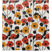 Fett Floral Muster rot, orange und schwarz Duschvorhang (Vorderseite)