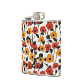 Fett Floral Muster rot, orange und schwarz Flachmann (Links)