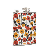 Fett Floral Muster rot, orange und schwarz Flachmann (Rechts)