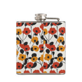 Fett Floral Muster rot, orange und schwarz Flachmann (Rückseite)