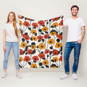 Fett Floral Muster rot, orange und schwarz Fleecedecke