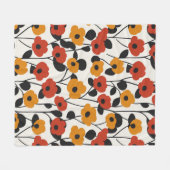 Fett Floral Muster rot, orange und schwarz Fleecedecke (Vorderseite (Horizontal))