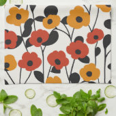 Fett Floral Muster rot, orange und schwarz Geschirrtuch (Gefaltet)