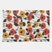 Fett Floral Muster rot, orange und schwarz Geschirrtuch (Horizontal)