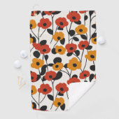 Fett Floral Muster rot, orange und schwarz Golfhandtuch (Insitu)