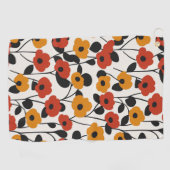 Fett Floral Muster rot, orange und schwarz Golfhandtuch (Horizontal)