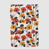 Fett Floral Muster rot, orange und schwarz Golfhandtuch (Vorderseite)