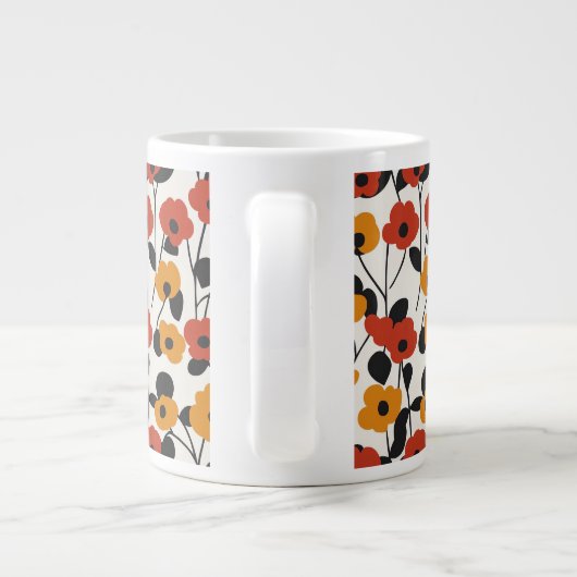 Fett Floral Muster rot, orange und schwarz Jumbo-Tasse (Rückseite)