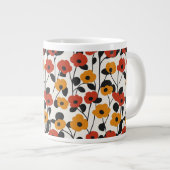 Fett Floral Muster rot, orange und schwarz Jumbo-Tasse (Vorderseite Rechts)
