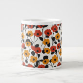 Fett Floral Muster rot, orange und schwarz Jumbo-Tasse (Vorderseite)